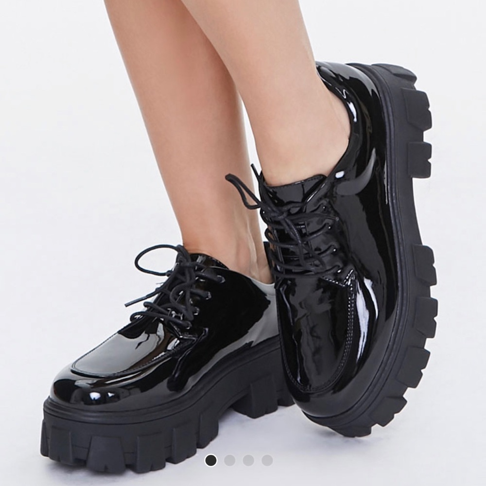 Faux patent leather Oxford